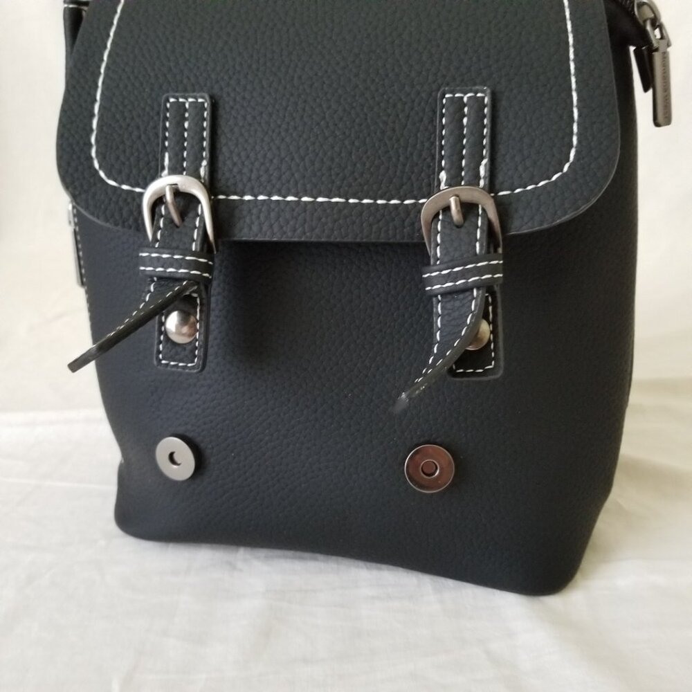 NWT! Montana West Black Faux Leather Mini Backpack Tote Bag w/Adjustable Straps - Picture 5 of 14